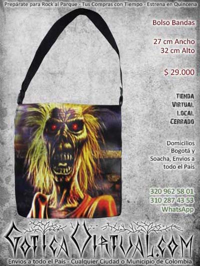 bolso eddie iron maiden bogota envios medellin cali manizales pasto armenia pereira narino colombia